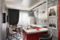 Дизайн Кухни Гостиной В Современном Стиле В Квартире С Балконом