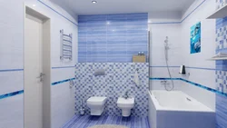 Синяя и белая плитка в ванной фото