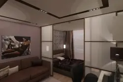 Room design 22 sq m bedroom living room