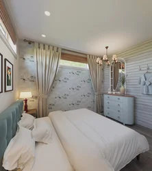Дизайн стены в спальне напротив кровати
