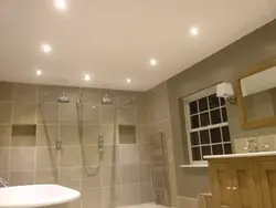 Освещение в ванной комнате фото натяжной потолок