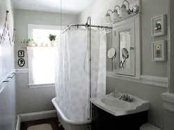 Дизайн ванной комнаты с душем и шторкой