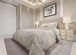Дизайн спальни с серой кроватью