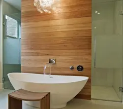 Photo of laminate wall decoration in the bathroom