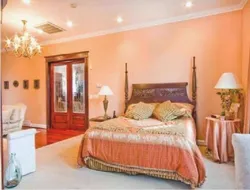 Интерьер спальни персикового цвета фото