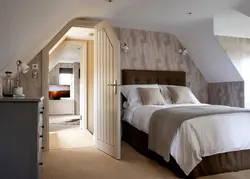 Bedroom design in light colors attic