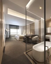 Дизайн спальни с душем