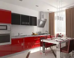 Интерьер кухни красно серого цвета