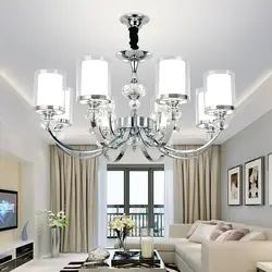 Потолочные люстры для натяжных потолков в гостиную фото интерьере