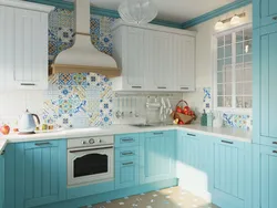 Фото кухни голубая маленькая