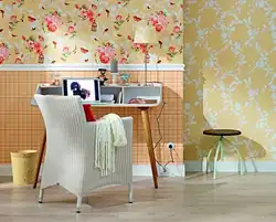 How to wallpaper a kitchen with two types of wallpaper photo