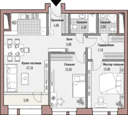 Дизайн 2 комнатной квартиры с кухней гостиной