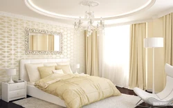 Light wallpaper for the bedroom interior photo design