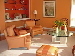 Персиковый интерьер гостиной