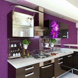 С какими цветами сочетается фиолетовый в интерьере кухни