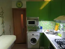 Kitchen design 6 square meters with refrigerator and washing machine