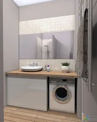 Дизайн ванной стиралка под столешницей