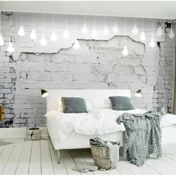 Brick wallpaper for bedroom photo