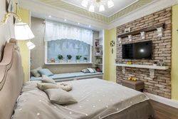 Inexpensive bedroom design in Khrushchev