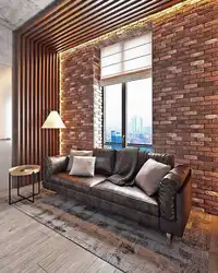 Дизайн стен гостиной в стиле лофт