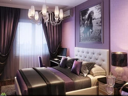 Сочетание с фиолетовым в интерьере спальни