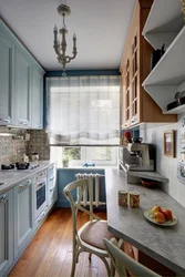 Маленькая узкая кухня дизайн фото с холодильником