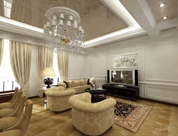 Потолок гостиной в классическом стиле фото