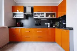 Кухня в оранжево серых тонах фото