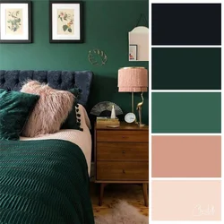 Все оттенки зеленого в интерьере спальне