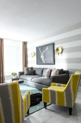 Желто серый цвет в интерьере гостиной