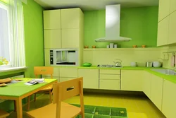 Оттенки зеленого в интерьере кухни