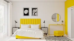 Серо желтая спальня фото