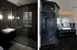 Bath design with black shower cabin