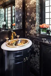 Ванная комната с черной раковиной фото