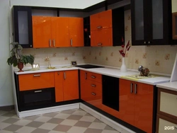 Кухня Черно Оранжевая Фото