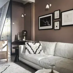 Дизайн гостиной серо коричневого цвета