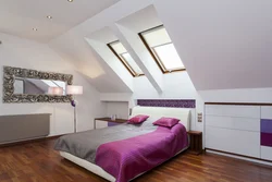 Спальня Дизайн На Мансарде Со Скошенным Потолком