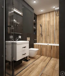 Дизайн ванной комнаты темное дерево