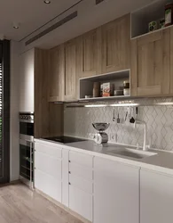 Кухня белый верх деревянный низ с белой столешницей фото