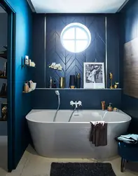 Серый с синим в интерьере ванной