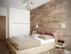 Плитка на стене в интерьере спальни