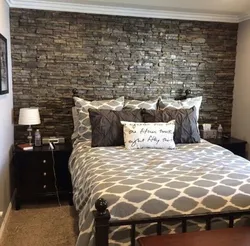 Tiles on the wall in the bedroom interior