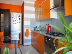 Оранжево Серая Кухня Интерьер