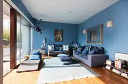 Серо голубые стены гостиной фото