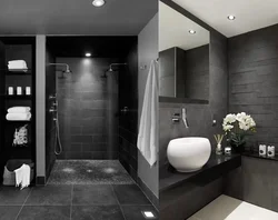 Черно серый интерьер ванной