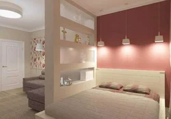 Дизайн спальни на две зоны с разделением