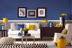 Цвета сочетающиеся с голубым в интерьере гостиной