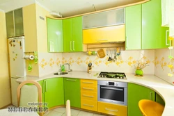 Kitchen design orange and light green