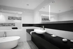 Дизайн черно серо белой ванной комнаты