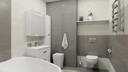 Серо белая плитка в интерьере ванной